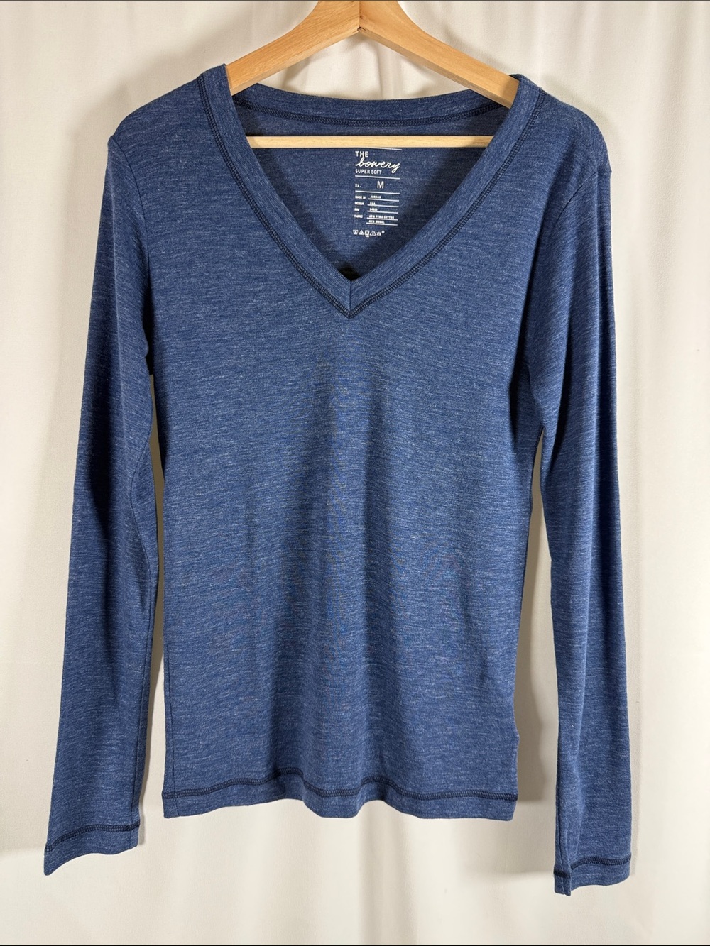 GAP Heathered Blue V-Neck Long Sleeve Tee